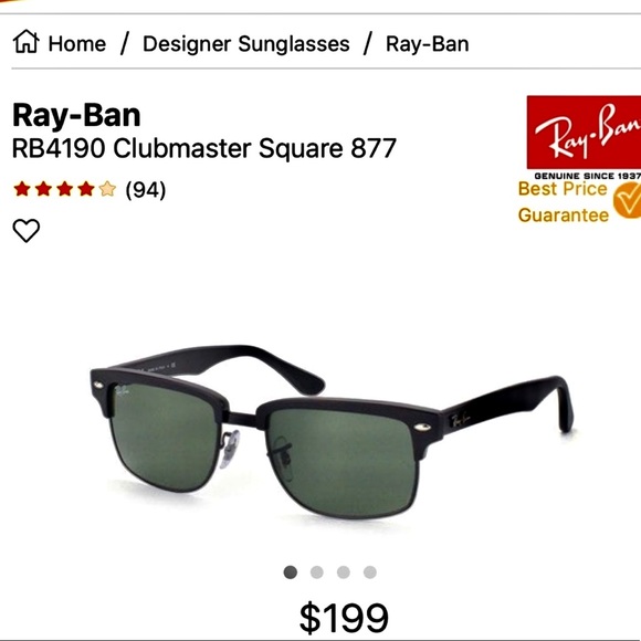 Ray-Ban RB4190 Clubmaster Square Sunglasses w/ KIT - Picture 4 of 9